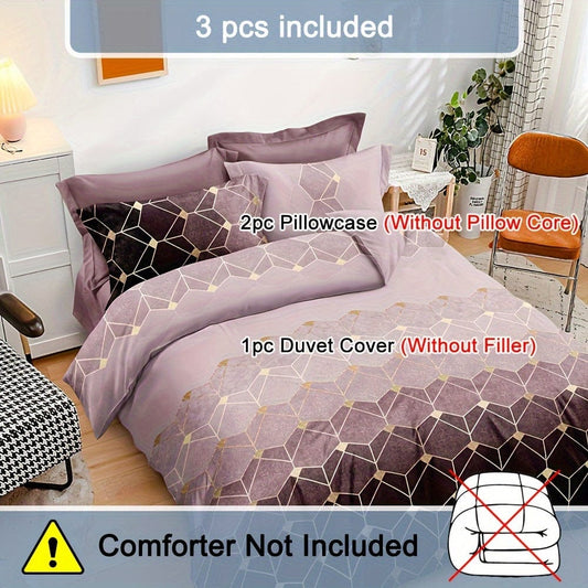 3pcs Soft And Comfortable Bronzing Geometric Duvet Cover Set For Bedroom And Guest Room - Includes 1 Duvet Cover And 2 Pillowcases (Core Not Included) - SHOWLU FASHION STORE