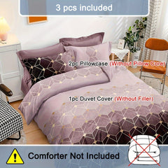 3pcs Soft And Comfortable Bronzing Geometric Duvet Cover Set For Bedroom And Guest Room - Includes 1 Duvet Cover And 2 Pillowcases (Core Not Included) - SHOWLU FASHION STORE