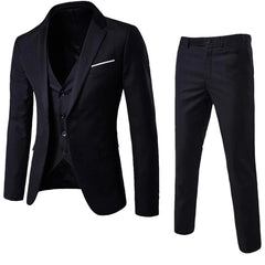 3pcs Suit Men Slim Formal Suit Solid Color Blazer Vest Pants Set 3 Piece Mens Suit Business Suit costume homme - SHOWLU FASHION STORE