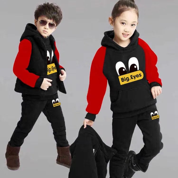 3pcs/set Sports Suit For Boys Children's Cotton Hooded Vest + T-shirts + Pants Teens Sportswear Kids Tracksuit Warm Clothing - SHOWLU FASHION STORE