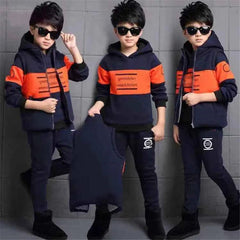 3pcs/set Sports Suit For Boys Children's Cotton Hooded Vest + T-shirts + Pants Teens Sportswear Kids Tracksuit Warm Clothing - SHOWLU FASHION STORE