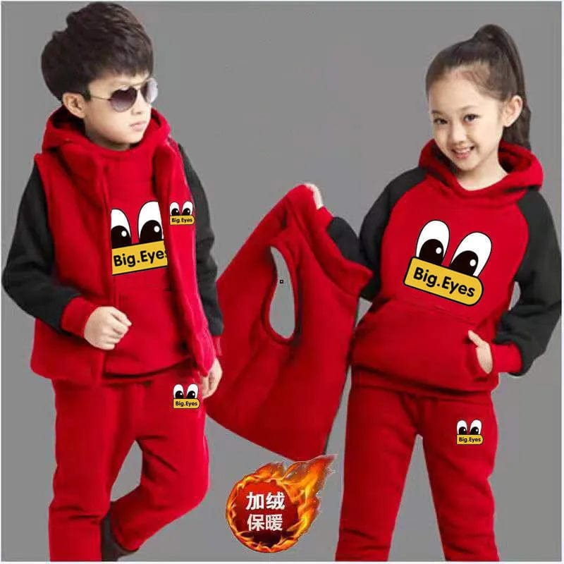 3pcs/set Sports Suit For Boys Children's Cotton Hooded Vest + T-shirts + Pants Teens Sportswear Kids Tracksuit Warm Clothing - SHOWLU FASHION STORE