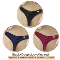 3Pcs/Set Women Cotton Thongs Panties Sexy Low Waist G - String Briefs Ladies Brazilian Lingerie Girls Breathable Intimates Bikini - SHOWLU FASHION STORE