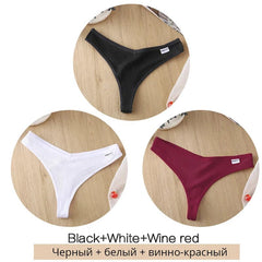 3Pcs/Set Women Cotton Thongs Panties Sexy Low Waist G - String Briefs Ladies Brazilian Lingerie Girls Breathable Intimates Bikini - SHOWLU FASHION STORE