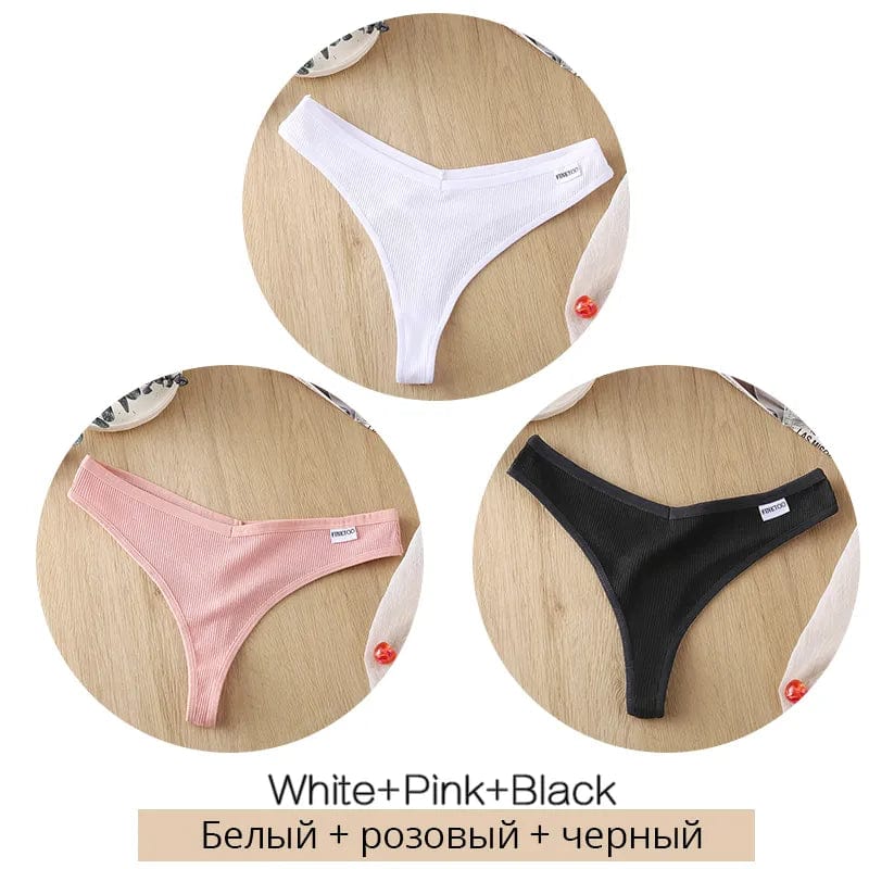 3Pcs/Set Women Cotton Thongs Panties Sexy Low Waist G - String Briefs Ladies Brazilian Lingerie Girls Breathable Intimates Bikini - SHOWLU FASHION STORE