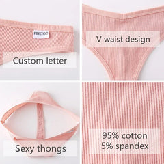 3Pcs/Set Women Cotton Thongs Panties Sexy Low Waist G - String Briefs Ladies Brazilian Lingerie Girls Breathable Intimates Bikini - SHOWLU FASHION STORE