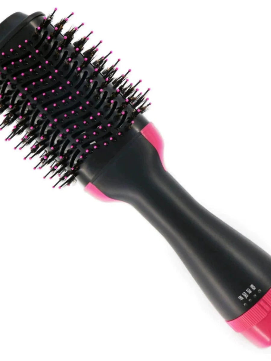 Showlu 4-in-1 hair dryer brush and styler with 1000W anion hot air, curling, straightening, and puffing for versatile hair styling.