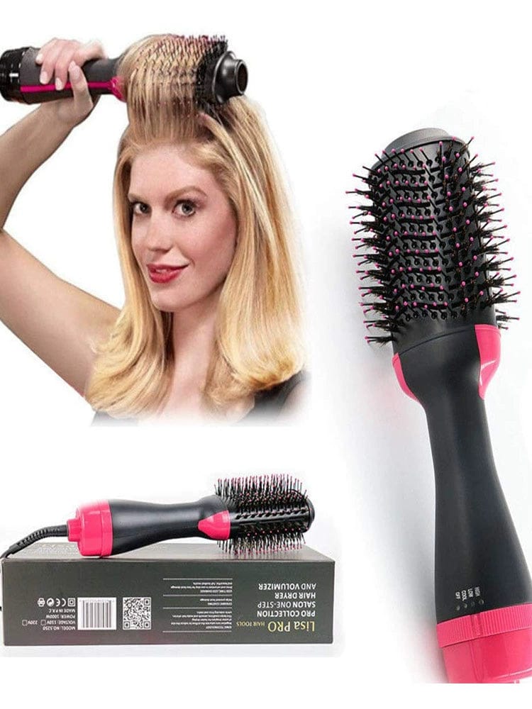 Showlu 4-in-1 hair dryer brush with 1000W anion hot air styler, curler, and straightener for versatile hair styling.