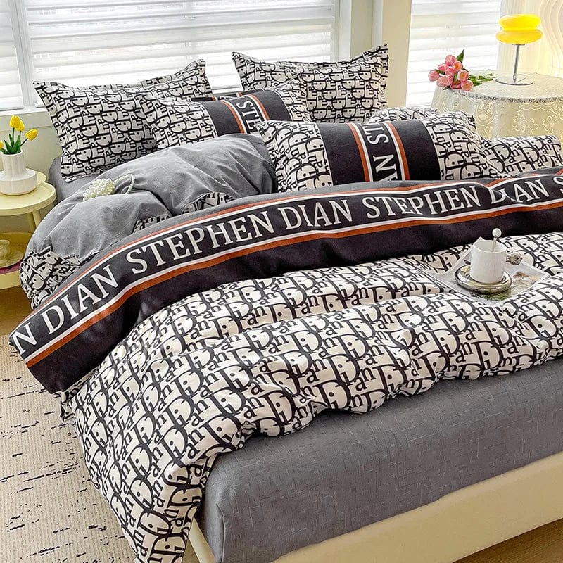 Pali Peter 4-piece cotton bedding set with twill duvet cover and sheets, modern comforter set for couples.