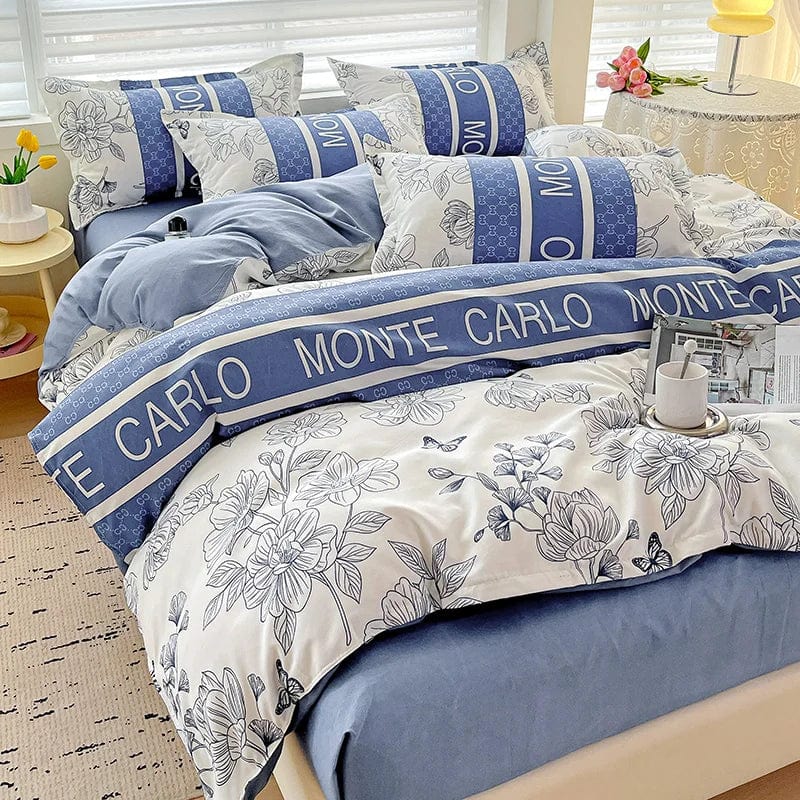 Showlu Fashion Store Pali Peter 4-piece cotton bedding set with twill duvet cover and sheets on a modern bed for a cozy bedroom look.