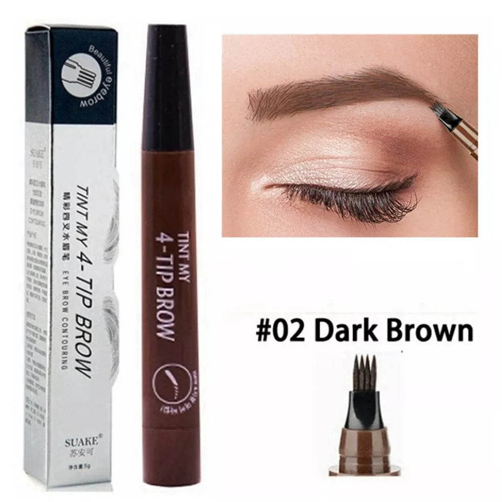 Showlu Fashion Store SUAKE waterproof microblade eyebrow pencil with 4-point tip for precise, long-lasting brow makeup application.