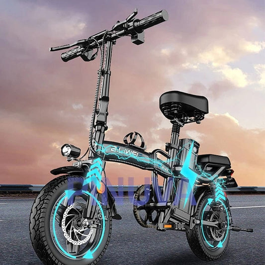 400W Ebike 48V10 - 30AH Removable Battery Electric Bike Multi - Shock Absorption City Commuter Foldable Adult 14InchElectric Bicycle - SHOWLU FASHION STORE