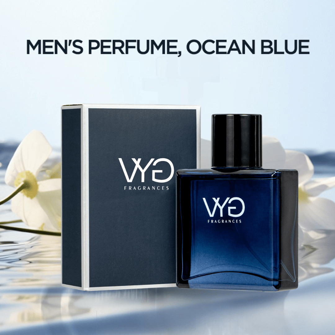 Ocean Blue Eau de Cologne for Men by SHOWLU FASHION STORE, featuring fresh woody musk scent in a 1.7oz bottle.