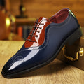Showlu Fashion men's lace-up wedding shoes in casual round toe PU leather, stylish and comfortable for formal occasions.