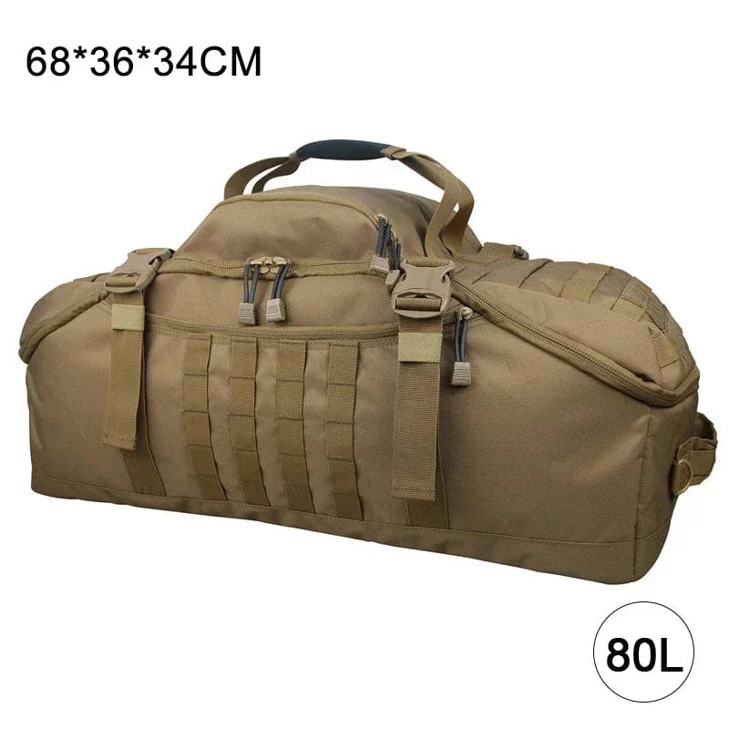 SHOWLU FASHION STORE military tactical backpack in 40L, 60L, 80L sizes with waterproof fabric, adjustable straps, ideal for travel and gym use.