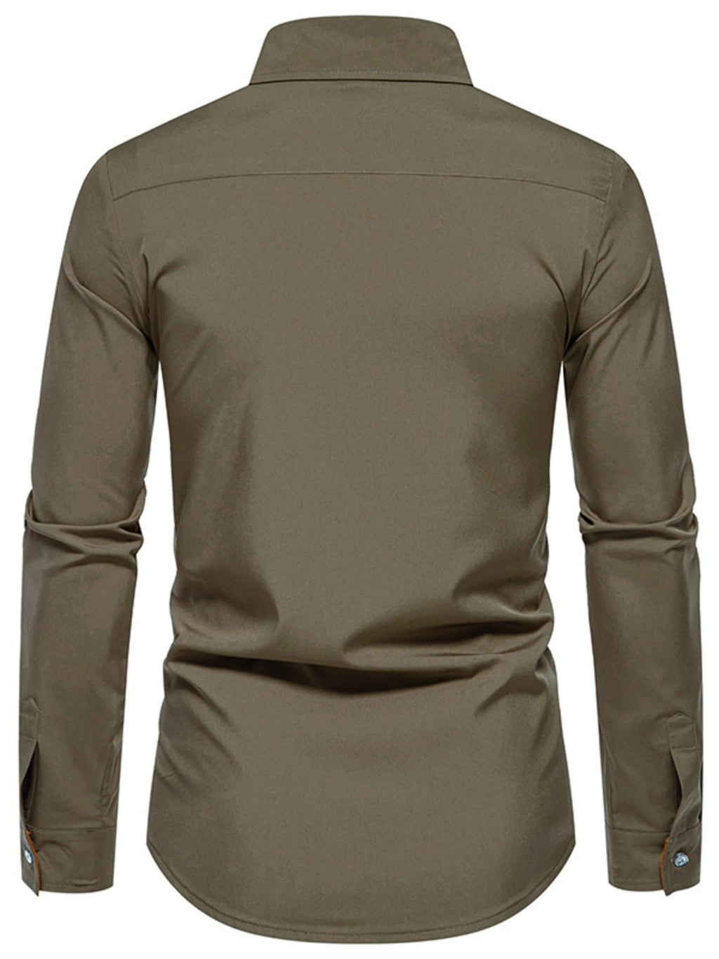 Men's contrast trim button-down shirt by Trendsi, featuring a classic collar, long sleeves, and stylish contrast details.