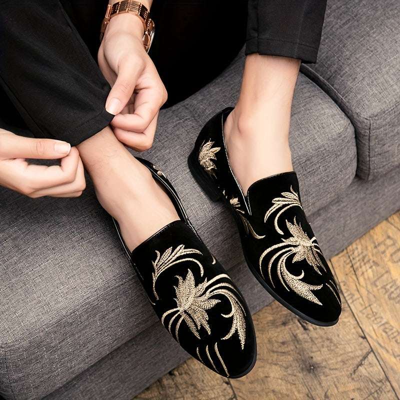 SHOWLU men's pointed toe slip-on business casual shoes made of microfiber leather, stylish and comfortable for professional wear.