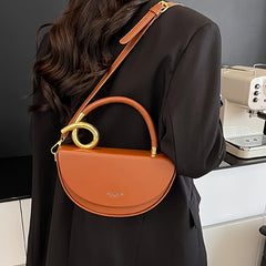 Women's Large Capacity Crossbody Bag - Purse with Snap Closure, Elegant Everyday & Formal Bag in White/Black, Golden-Tone Hardware, Durable Polyester Lining - Guangzhou Crafted Women's Shoulder Bag, Saddlebag Style, Smooth Te