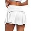 Showlu Smart General JoyGirl women's pleated tennis skirt with built-in shorts, white with pleats and waistband detail.
