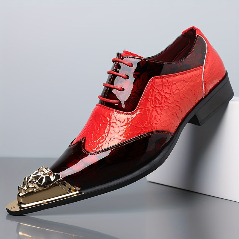 Men's British style pointed toe PU leather lace-up shoes by Showlu Fashion Store, featuring classic design and sleek black finish.