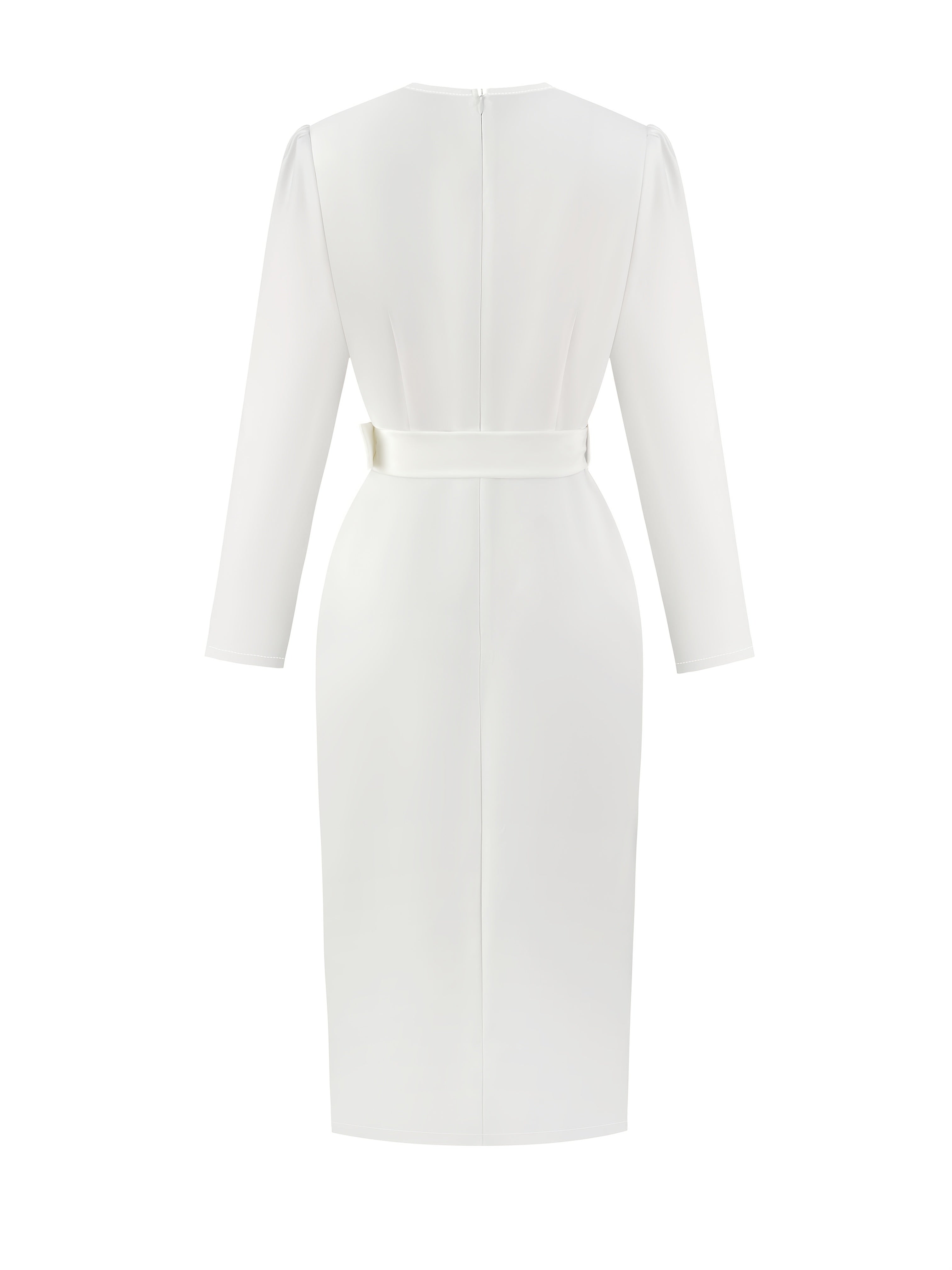 Elegant women's V-neck polyester dress by SHOWLU FASHION with a fitted woven style, featuring a flattering silhouette and stylish design.