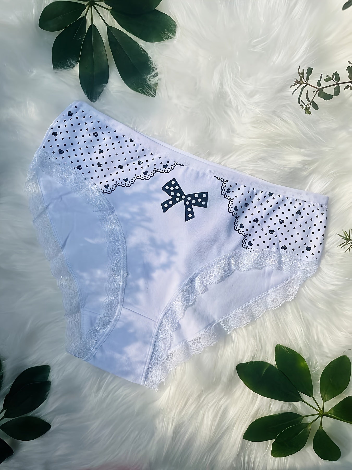 Plus size Showlu Fashion cotton lace briefs with heart print, 12-pack of comfortable, stylish women's underwear.