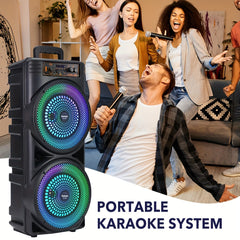 6000W Speaker, 8. 5-inch Dual Wireless Speaker, TWS Stereo Heavy Bass Loudspeaker, Large Size Portable Subwoofer Speaker, Party Sound System With Microphone, RGB Lights