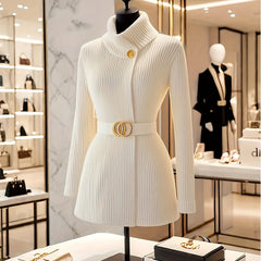 This Year, Stylish Vintage Soft And Cozy Sweaters with a High-End Feel, Featuring a Thick White Design That Cinches at The Waist for Women in Winter, Selected by Nian Nian.