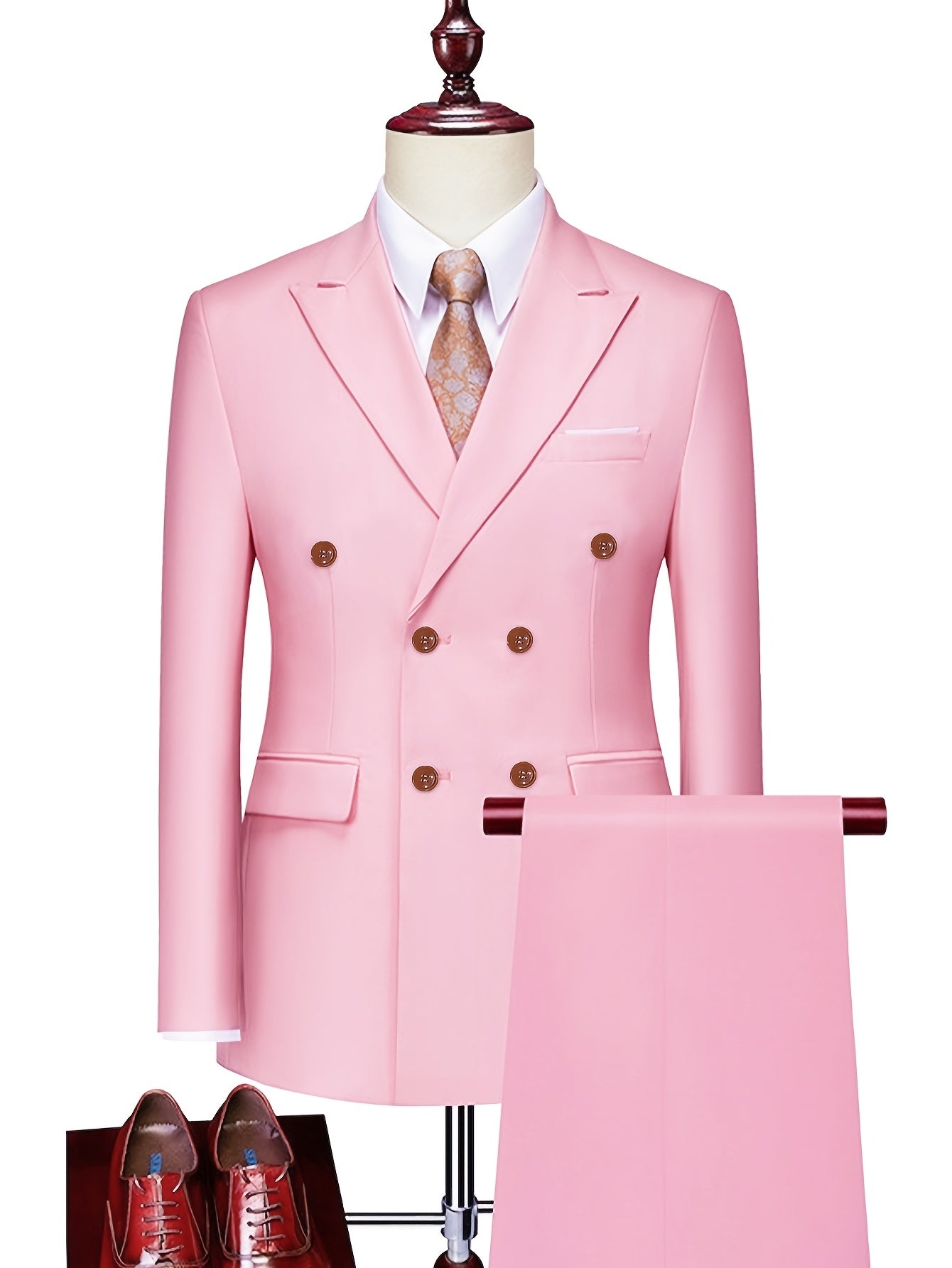 SHOWLU Men's classic 2-piece slim fit suit with one-button blazer and matching trousers, formal attire for men.