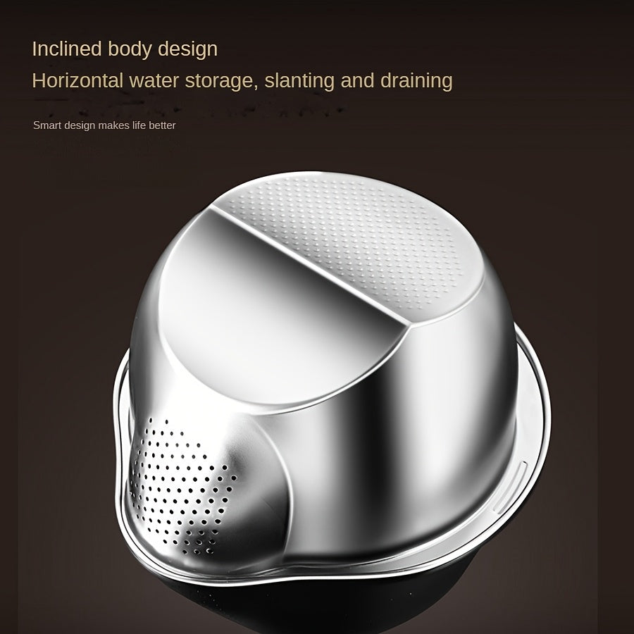 SHOWLU FASHION stainless steel kitchen colander with handle, multi-purpose drain basket for rinsing vegetables and draining pasta.