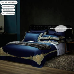 4/6pcs Duvet Cover 100% Egyptian cotton Luxury embroidery housse de couette for bedroom Pure Cotton Bed Cover King - SHOWLU FASHION STORE