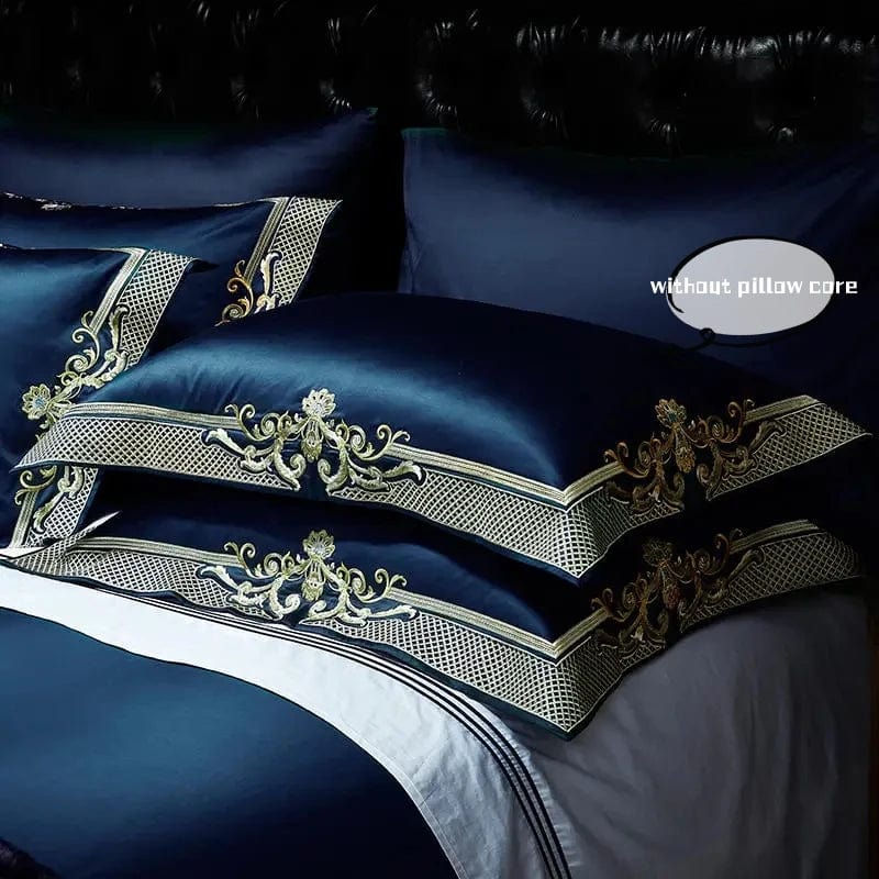 Luxury Egyptian Cotton duvet cover set with intricate embroidery from Showlu Fashion, made of 100% pure Egyptian cotton for king size bed.