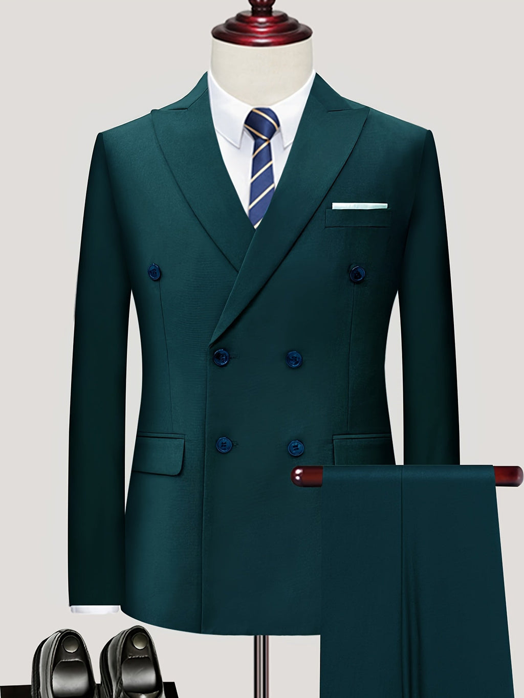 SHOWLU Men's classic slim fit 2-piece suit with one-button jacket and matching trousers, formal attire for men.