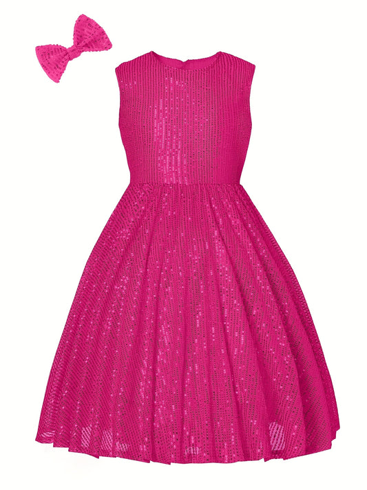 Mebius Girls Sequin Dress Sleeveless Sparkling Special Occasion Kids Party Sequence Sparkling Dress Birthday 8-14 Years Old