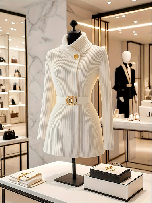 This Year, Stylish Vintage Soft And Cozy Sweaters with a High-End Feel, Featuring a Thick White Design That Cinches at The Waist for Women in Winter, Selected by Nian Nian.