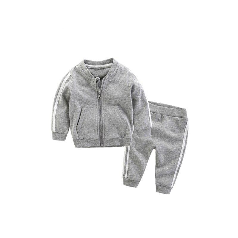 Baby boy striped cotton bomber jacket and pants sports set by SHOWLU FASHION, featuring a comfortable, casual design.