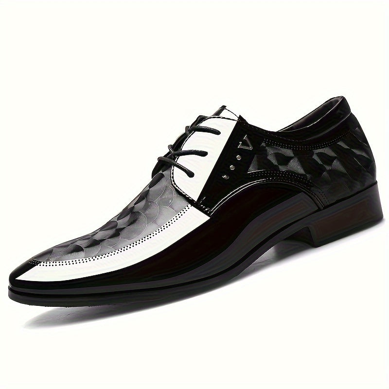 SHOWLU Men's classic British Oxford shoes with pointed toes in faux leather, stylish and formal footwear.