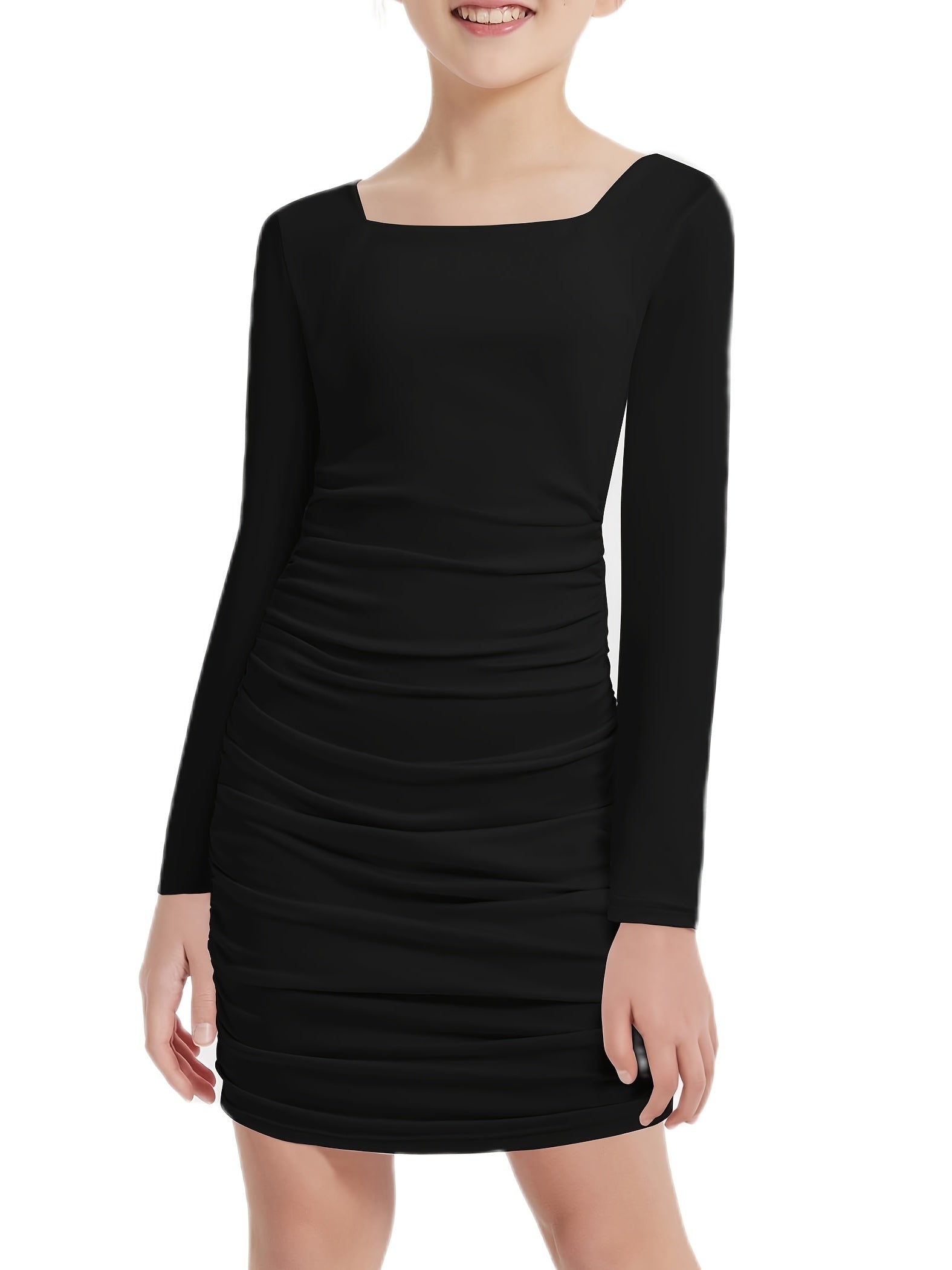 Girls ruched bodycon dress by SHOWLU FASHION STORE, double-lined party and homecoming dress with fitted style and elegant design.