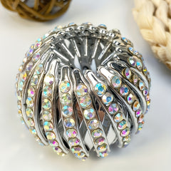 Cubidupi Elegant Bird Nest Magic Hair Clip - Sparkling Rhinestone Ponytail Holder with Non-Slip Grip, Strong Hold Hair Accessory for Women & Girls, Multi-Color Rhinestones for Weddings, Parties, Everyday Use, Wedding Hairpiec