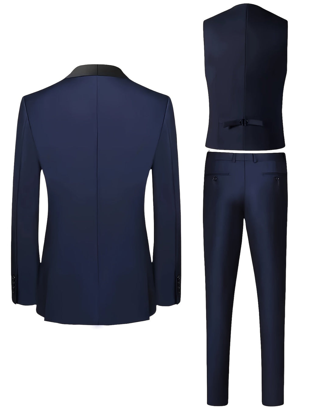 SHOWLU FASHION men's 3-piece suit featuring a shawl collar jacket, matching vest, and pants, styled for formal wear.