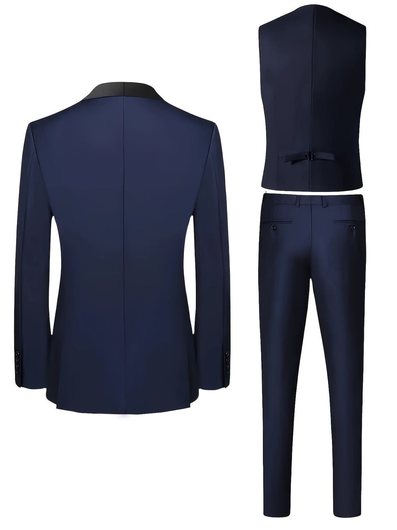 SHOWLU FASHION men's 3-piece suit featuring a shawl collar jacket, matching vest, and pants, styled for formal wear.