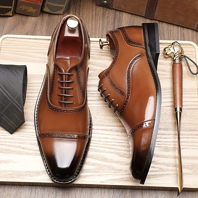 SHOWLU Men's split cow leather Oxford shoes with non-slip soles, formal footwear ideal for professional or dress occasions.