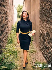 Stunning Three-Quarter Sleeve Sheath Dress - Elegant Tie-Neck Design, Draped Silhouette, Comfortable Wear for Spring & Summer - Women's Classic Clothing for Daily Life, Outdoor Events, and Work