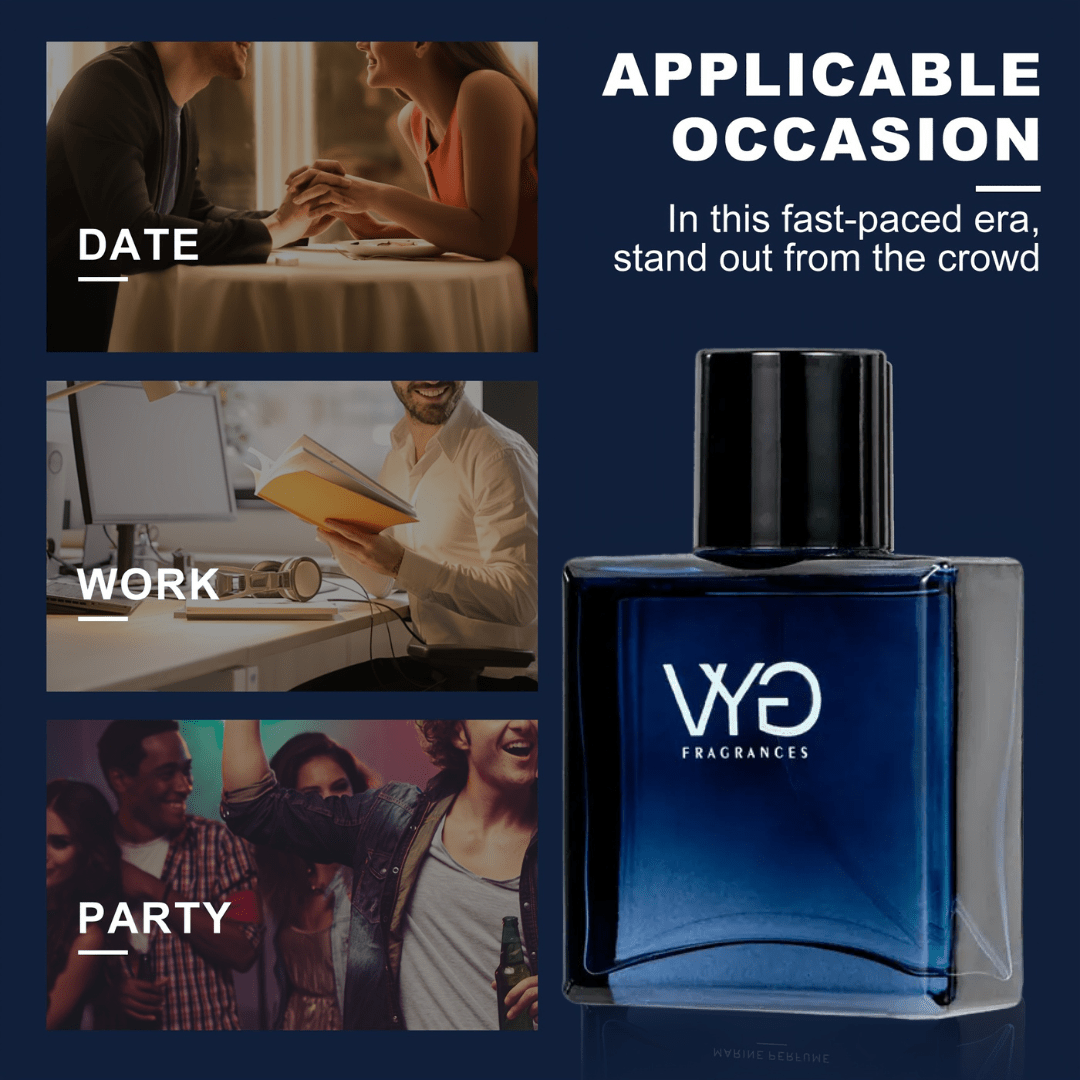 Ocean Blue Eau de Cologne for Men by SHOWLU FASHION STORE, fresh woody musk scent in 1.7oz bottle, with ocean-inspired design.