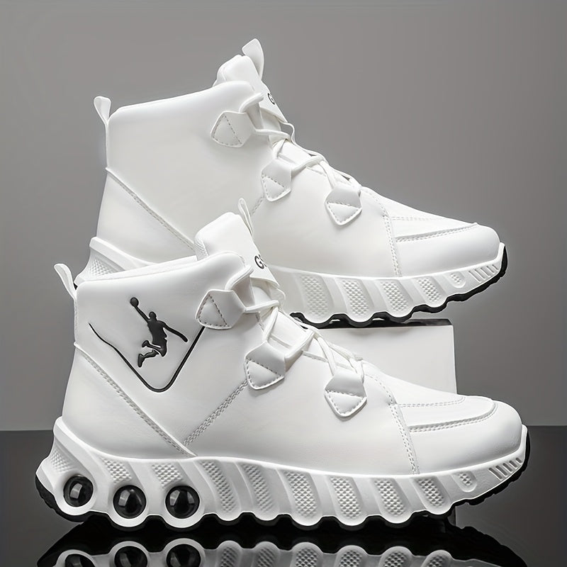 Showlu Mid-Top Basketball Sneakers with shock-absorbing PU leather, featuring a sporty design and athletic sole for performance.