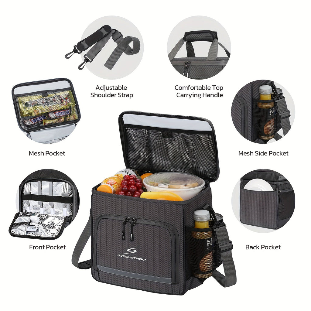SHOWLU FASHION MAELSTROM insulated lunch bag, leakproof cooler tote for men and women, with spacious interior and sturdy handles.