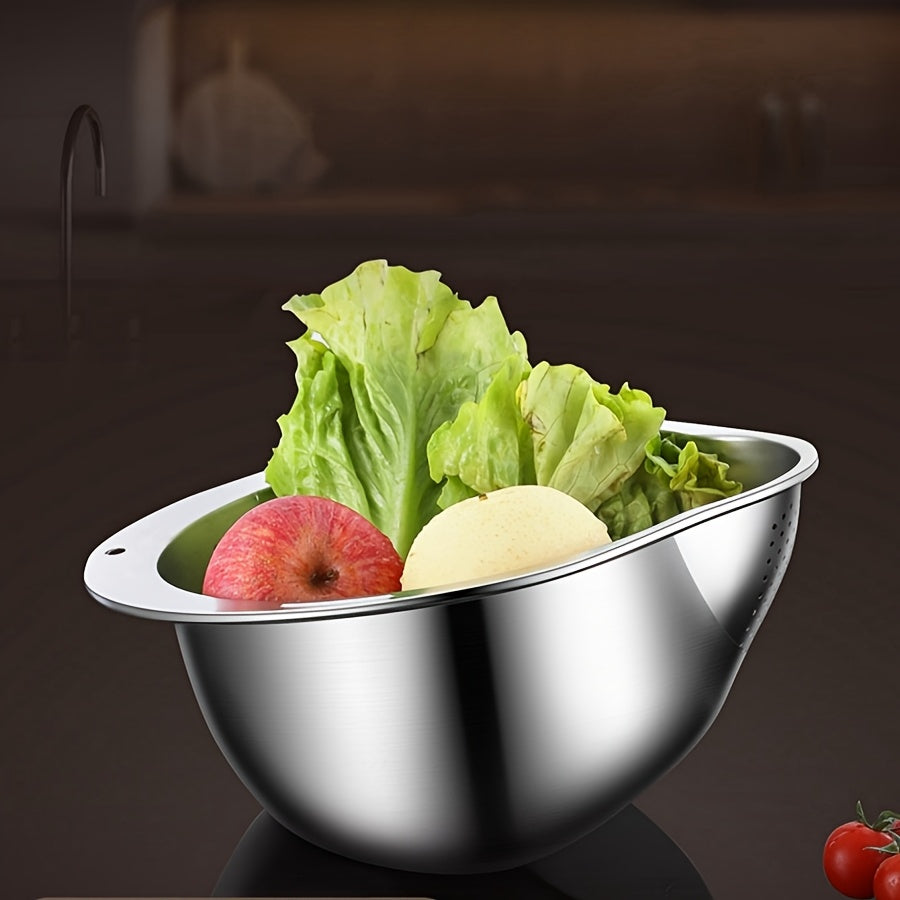 SHOWLU FASHION stainless steel kitchen colander with handles, multi-purpose drain basket for rinsing and draining food items.
