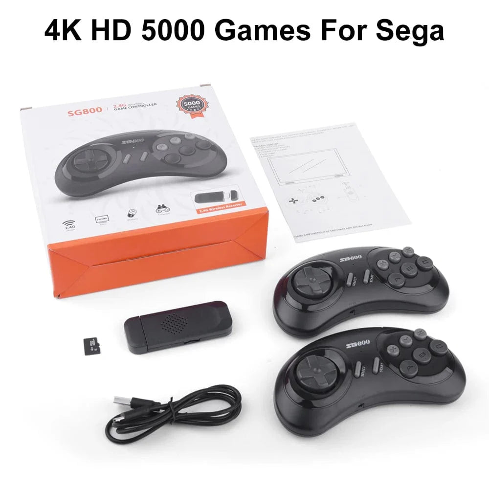 ONETOMAX SG800 Retro Game Console with wireless controller, 4K video, and 5000 classic Sega Mega Drive games.