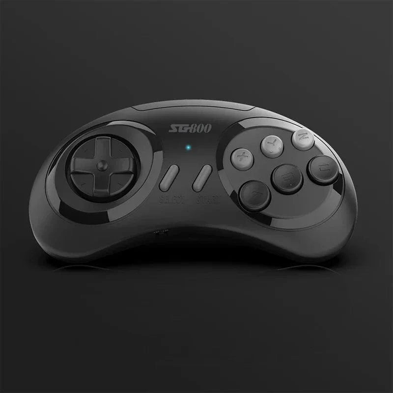 ONETOMAX SG800 Retro Game Console with 4K wireless stick, built-in 5000 classic games, Sega Mega Drive-compatible gamepad.