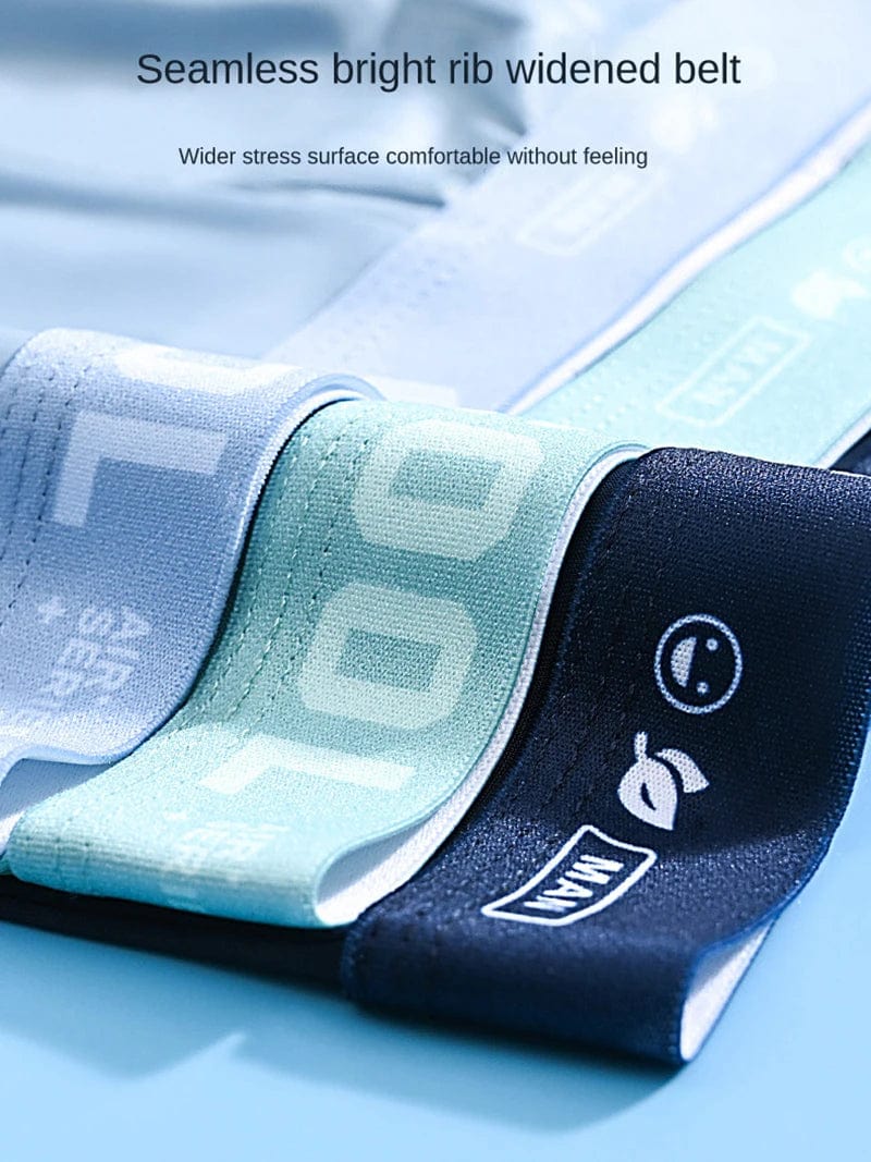 4Pcs Boxer Shorts Men's Underwear Ice Silk Underpants Sexy Panties 3A Antibacterial Breathable Elastic Lingerie Plus Size L - 6XL - SHOWLU FASHION STORE